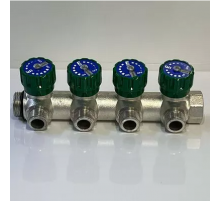Коллектор модульный Elsen 3/4", с вентилями под 90°, 4 отвода, выход 1/2" НР ПУ, латунь с покрытием олова