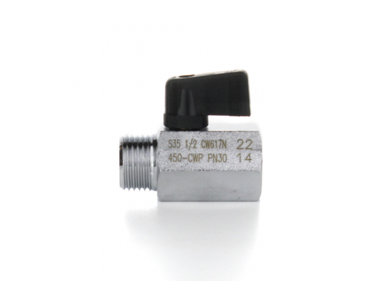 Кран шаровой Elsen латунный прямой MINI, HВ 1/4" — 1/4", ручка флажок