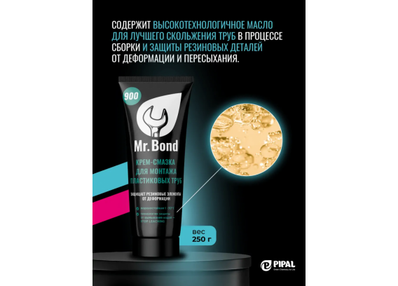 Крем-смазка Mr.Bond 900 для монтажа пластиковых труб 250 г