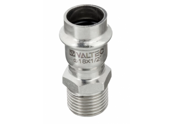 Соединитель Valtec 18 мм х 1/2" НР из нержавеющей стали VTi.901.I.001804