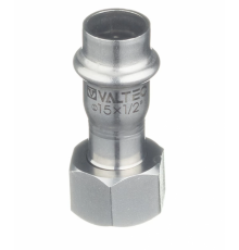 Соединитель Valtec 15 мм х 1/2" с накидной гайкой из нержавеющей стали VTi.908.I.001504