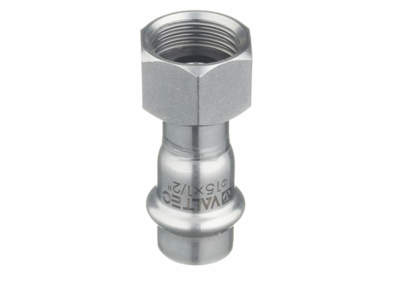 Соединитель Valtec 15 мм х 1/2" с накидной гайкой из нержавеющей стали VTi.908.I.001504