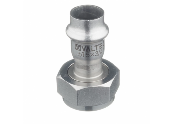 Соединитель Valtec 15 мм х 3/4" с накидной гайкой из нержавеющей стали VTi.908.I.001505