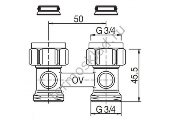 Узел нижнего подключения Oventrop Multiflex F ZB прямой 3/4 НГ x 3/4 НР 1015813