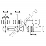 Узел нижнего подключения Oventrop Multiflex F ZBU угловой 3/4 НГ x 3/4 НР 1015944