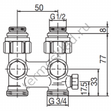 Узел нижнего подключения Oventrop Multiflex F ZBU прямой 1/2 НР x 3/4 НР 1015993