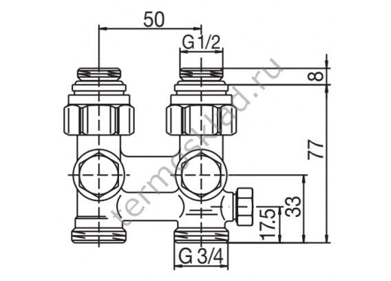 Узел нижнего подключения Oventrop Multiflex F ZBU прямой 1/2 НР x 3/4 НР 1015993
