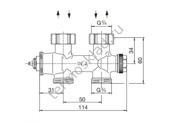 Узел нижнего подключения Oventrop Multiblock T G 3/4 НР прямой 1184013