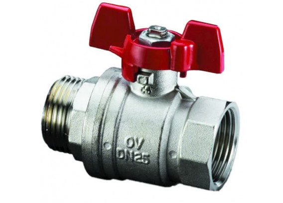 Кран шаровой запорный Oventrop Optibal НР-ВР 20 мм 3/4 дюйма, бабочка 1076306