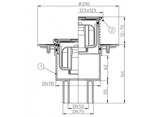 Трап HL с решеткой вертикальный HL310Npr