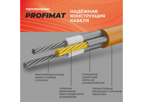 Нагревательный мат для теплого пола Теплолюкс ProfiMat (2,5 метра) (450 Вт) 100035700300