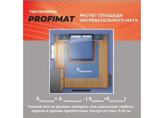 Нагревательный мат для теплого пола Теплолюкс ProfiMat (2,5 метра) (450 Вт) 100035700300